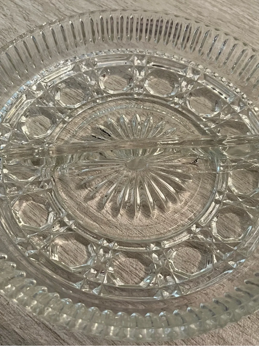 Vintage Federal Windsor Button & Cane Glass Fairy Lamp Candy Dish
